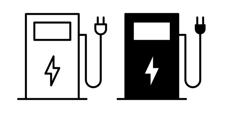 Charging station icon vector elements kit