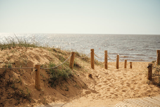 Sandy path to the Baltic Sea in Saulkrasti, Latvia