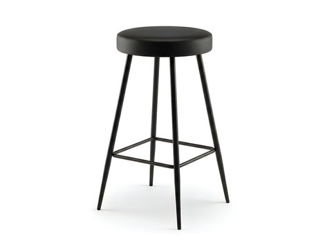 Modern black bar stool with metal legs isolated on white background