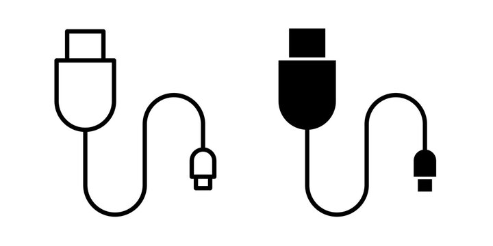 USB cable icon vector elements kit