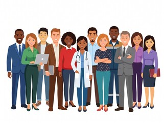 Fototapeta premium Business team of professional colleagues standing together in corporate and medical roles.