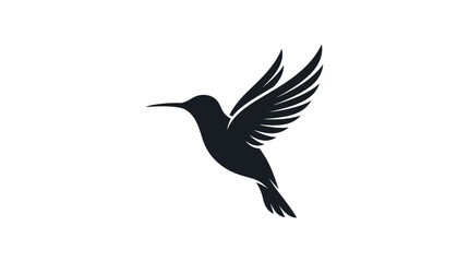 Fototapeta premium Minimalist black vector illustration showing a delicate hummingbird in flight with elegant and smooth wing strokes