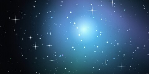 Blue interstellar nebula background, with bright twinkling, stars, glowing cosmic, gas cloud and starfield © Trendy_Desing