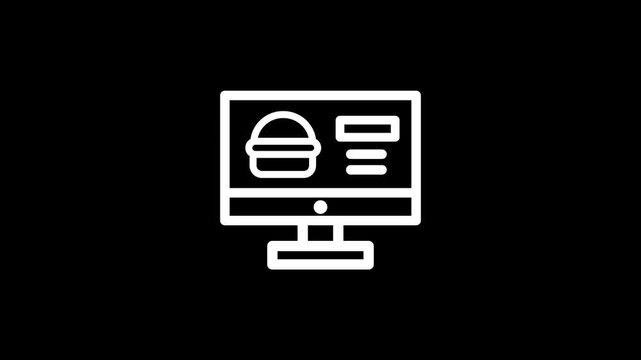 Computer monitor with hamburger menu icon representing digital restaurant ordering, online food delivery, website navigation, user interface, commerce service, and modern technology concepts.