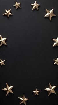 Gold stars frame on black background creative design element