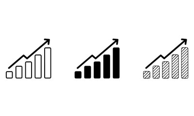 Fototapeta premium Business Growth Bar Chart Icon Set with Upward Arrow Vector Collection