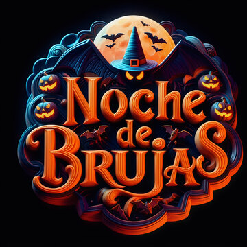 Texto de Noche de Brujas en texto 3D colorido