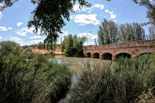 Puente del Cano stone bridge at Laguna del Rey, Spain