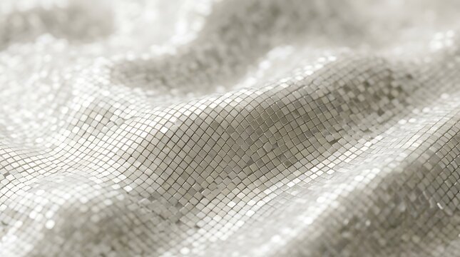 Abstract background of metallic silver square tiles with wavy surface texture