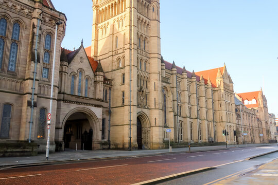Manchester university gothic architecture on Oxford Road, England