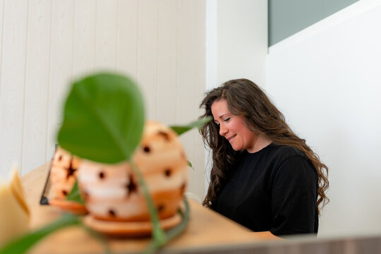 Woman relax at osteopathy and massage clinic reception