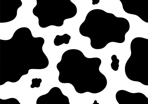 Black and white cow print pattern with irregular spots for textile background design