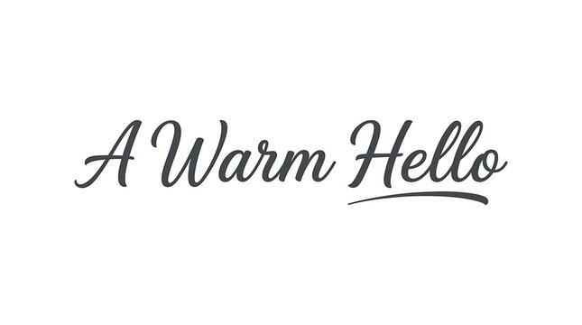 Elegant handlettered typography reading a warm hello on a white background a welcoming script font for greeting cards and invitations