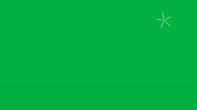 Simple line drawing of a starburst or asterisk symbol on a green background