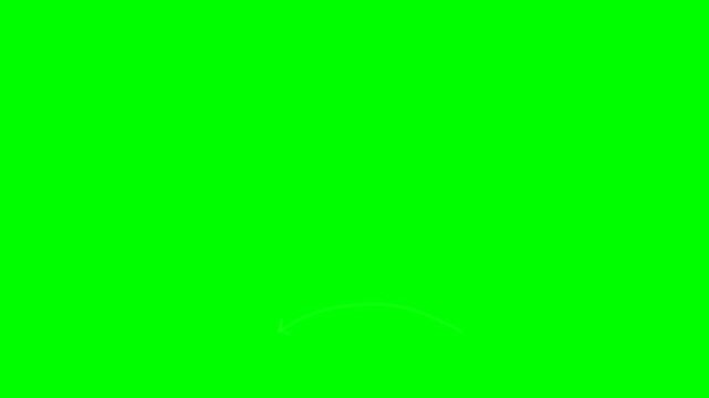 Simple green screen background with light white circular line and arrows pointing
