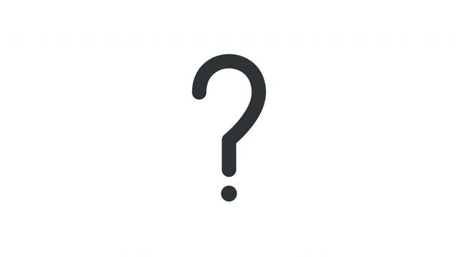 A large, dark gray question mark centered on a plain white background. Minimalist.