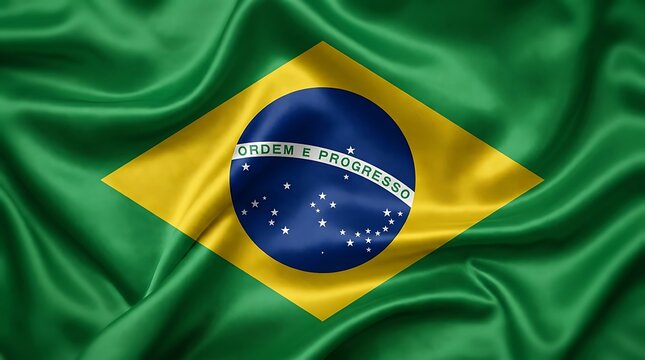Waving flag of brazil with fabric texture