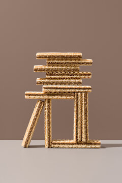 Wafer cookie structure against brown background