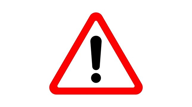 Red triangular warning sign with black exclamation mark