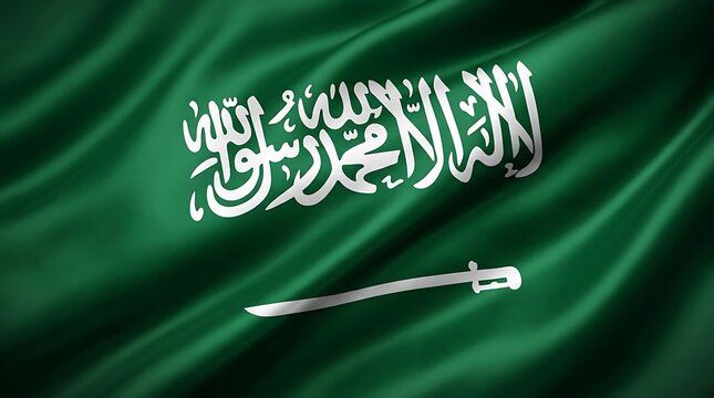 Waving flag of saudi arabia with detailed fabric texture