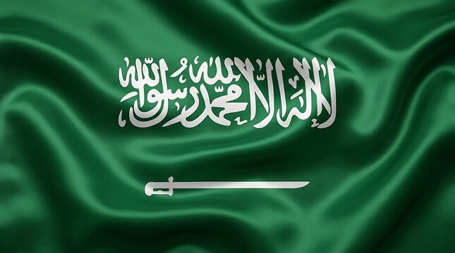 National flag of saudi arabia with a fabric texture