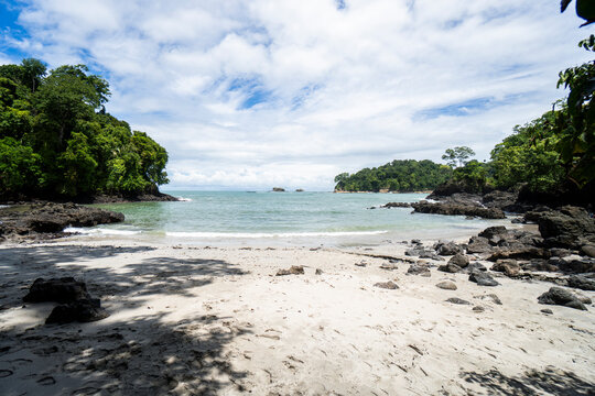 Wild tropical beach and rainforest coast in Costa Rica