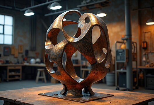 Abstract Metal Sculpture Welding Art Dynamic Angular Form Showcase Creative Studio