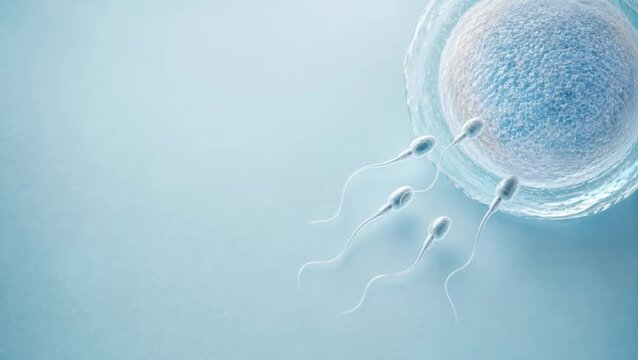 IVF fertilization with sperm by human egg cell, reproductive medicine and female infertility treatment, wide copy space.