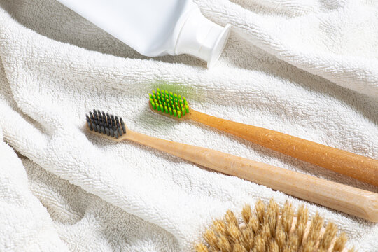 Bamboo toothbrush and towel for natural dental care