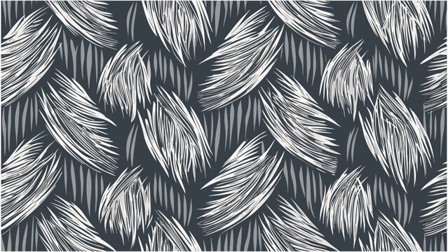 Seamless Abstract Feather Leaf Botanical Pattern Vector Background