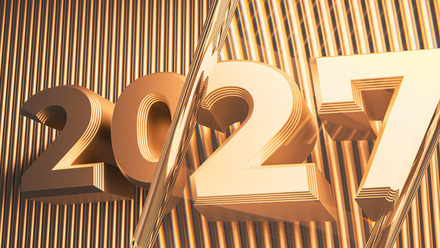 Golden background with the number 2027 for a celebration event