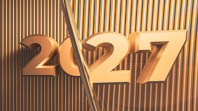 Golden background with the number 2027 for a celebration event