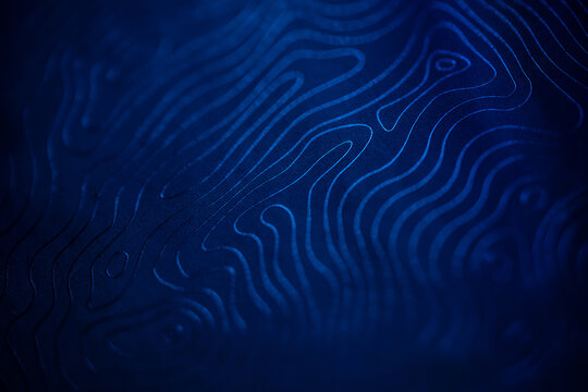Blue abstract topographic contour pattern background