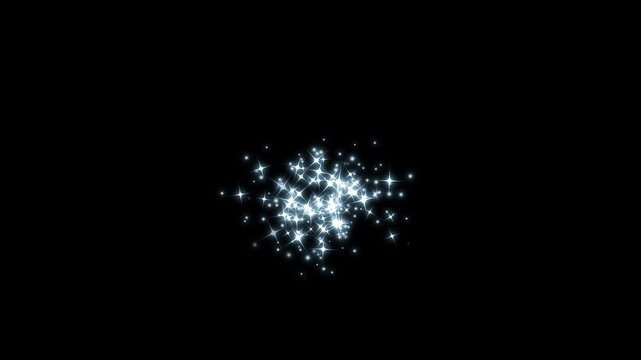 Particle magic tail sparkling glitter star dust animation, twinkle star light durst, sparkling stars shine with glowing doodle effects, fairy sparkle pop-up, on black screen background, 4k video