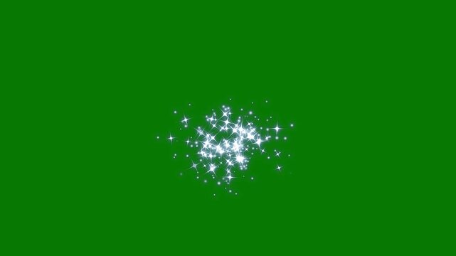 Twinkling magic burst twinkle stars starlight, white glitter sparkles trail, magic particle starburst, cartoon doodle twinkle effects, elegant festive sparkle overlay on green screen background. 4k