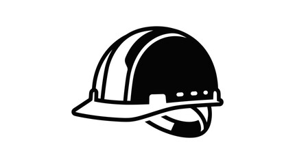 Fototapeta premium Minimalist black and white construction safety helmet icon.