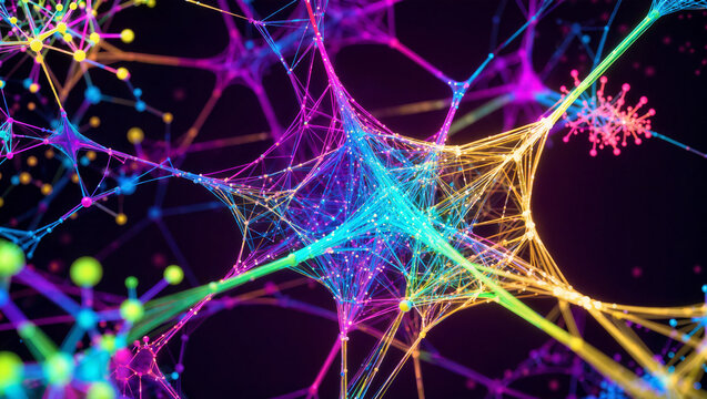 Vulcanization Sulfur Crosslink Network Scientific Visualization, Educational Digital Art Concept
