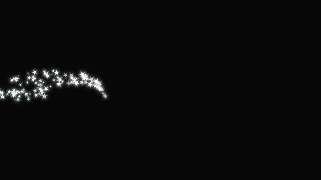 4k Magic glitter sparkle line trail animated, Glowing light effect glitter loop star, White cartoon doodle sparkles glitter, Flat, vector, flat vector doodles, Particle glitter effect on black screen