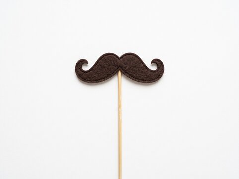 Brown felt mustache prop on a stick for Movember and photo booth party events.