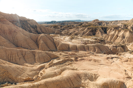 Eroded badlands landscape in Bardenas Reales, Spain