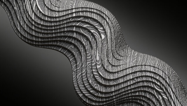 Damascus Steel Forged Pattern Layers Texture Macro Close-Up, Natural Material Background Pattern