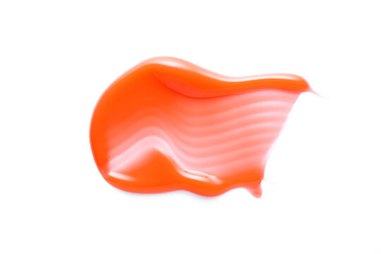 Red lip gloss smear isolated on white background