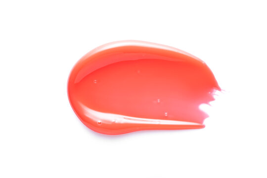 Red lip gloss smear isolated on white background