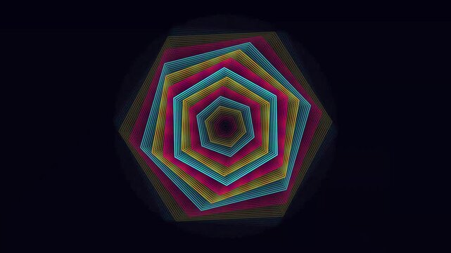 Futuristic Sci-Fi Multicolor Neon Polygon Wireframe Tunnel Motion Graphic
