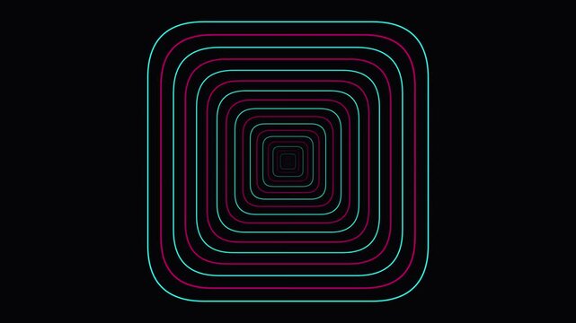 Glowing Modern Dual Color Rounded Rectangle Geometric Line Tunnel VJ Loop