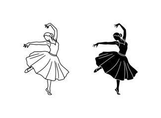 Ballet Dancer Silhouette Vector, Elegant Female Dancer Poses, Classical Dance Art Graphics © Taha