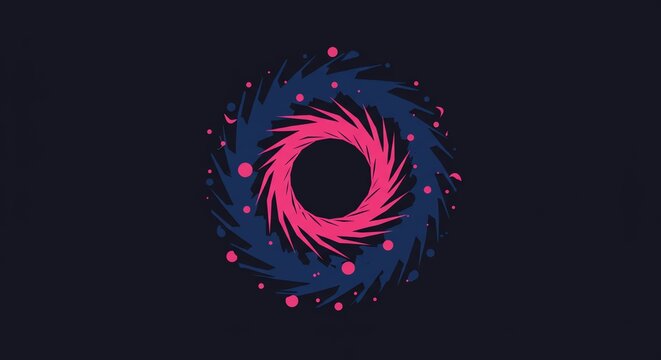 Pink and blue circular vortex on dark background
