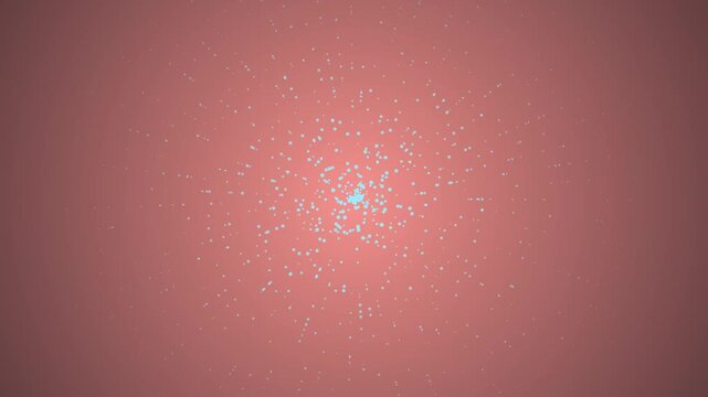 Soft Pastel Coral Background with Glowing Light Blue Particle Starburst VJ Loop