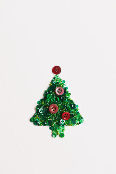 Holiday: Christmas Tree Made From Beads And Buttons