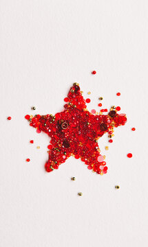 Holiday: Christmas Star Made From Beads And Buttons